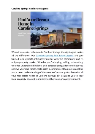 Caroline Springs Real Estate Agents