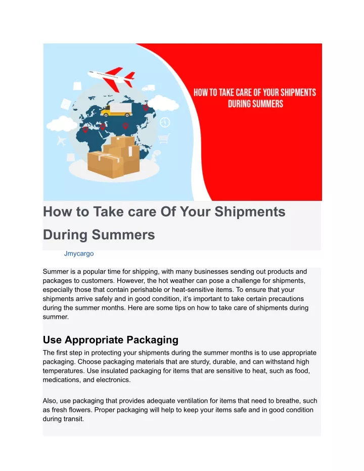 how to take care of your shipments