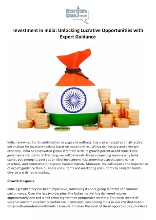 Investment in India Unlocking Lucrative Opportunities with Expert Guidance