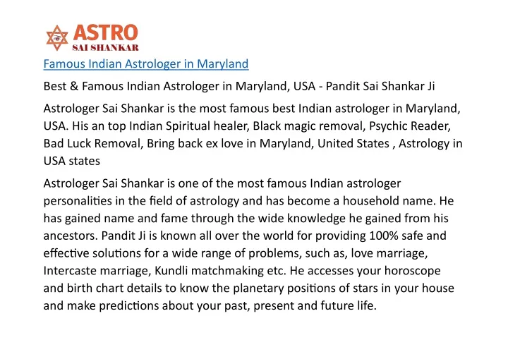 famous indian astrologer in maryland