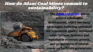 How do Adani Coal Mines commit to sustainability