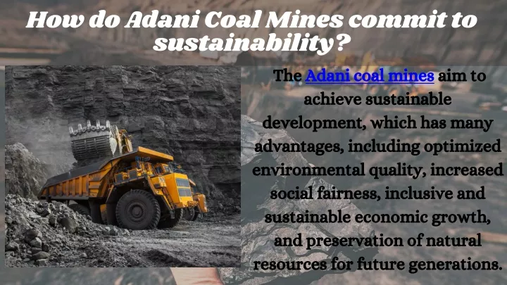 how do adani coal mines commit to sustainability