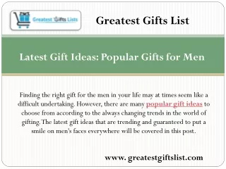 Popular as gift ideas for men - Greatest Gifts List