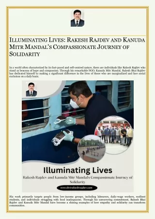 Illuminating Lives - Rakesh Rajdev and Kanuda Mitr Mandal's Compassionate Journey of Solidarity