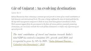 Gir of Gujarat : An evolving destination