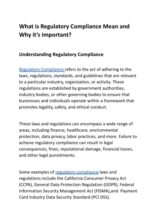 What is Regulatory Compliance and Why it's important