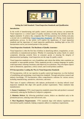 setting the gold standard visual inspection