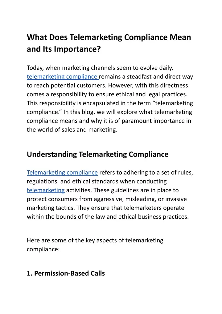 what does telemarketing compliance mean