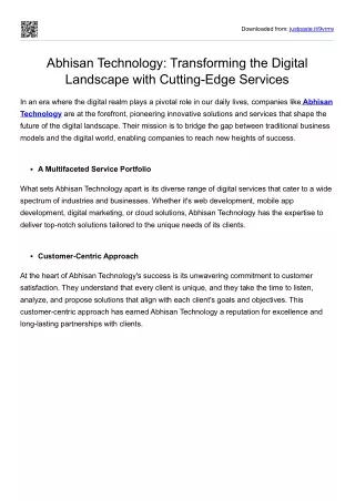 Abhisan Technology: Transforming the Digital Landscape with Cutting-Edge Service