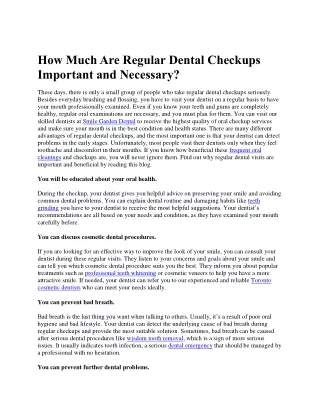How Much Are Regular Dental Checkups Important and Necessary