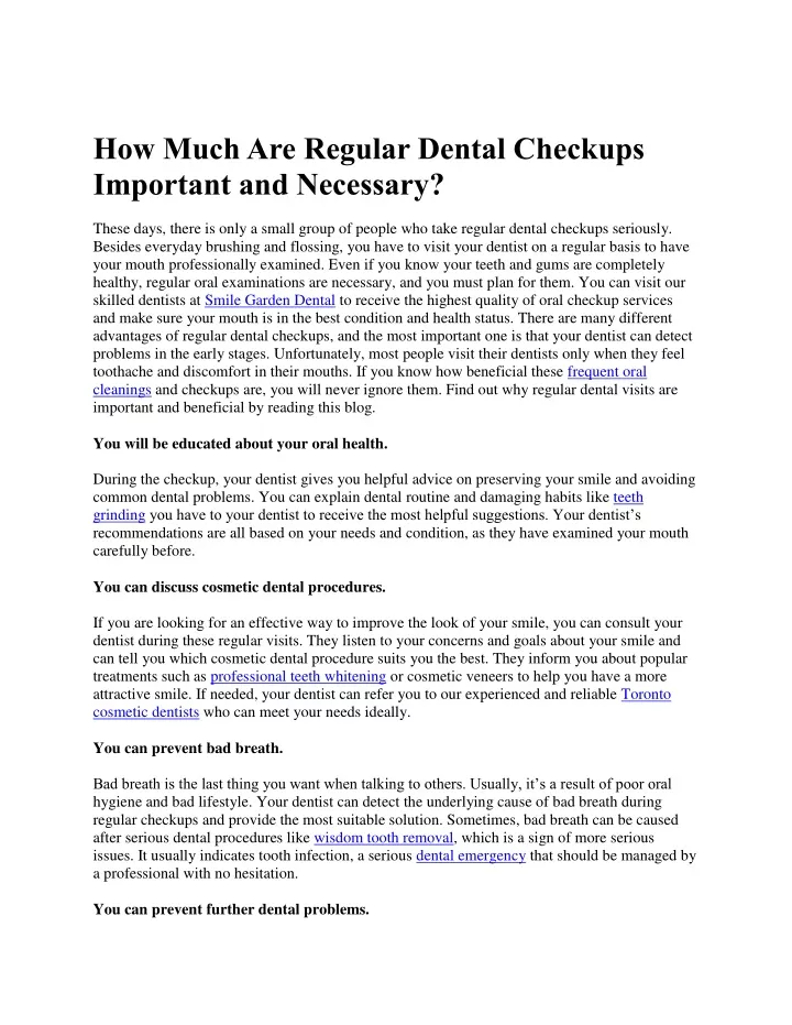 how much are regular dental checkups important