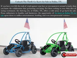 Unleash The Thrill Go Karts for Sale in Dallas, TX