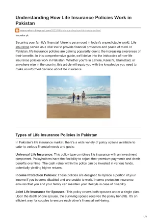 Understanding How Life Insurance Policies Work in Pakistan