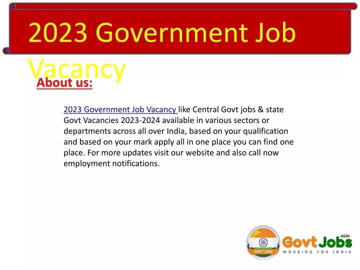 2023 government job vacancy about us