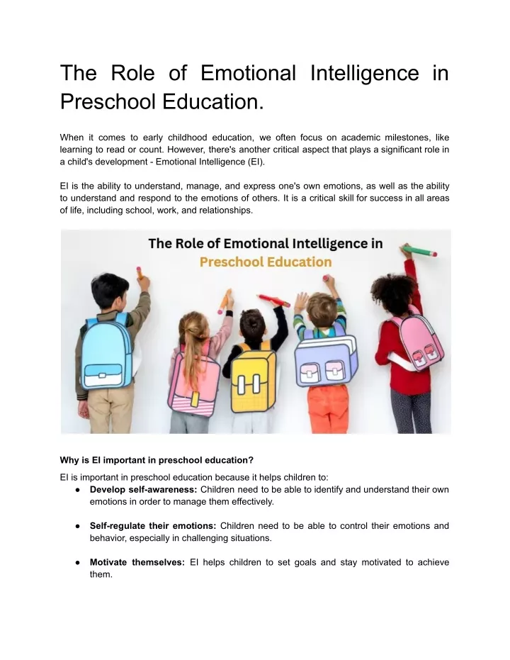 the role of emotional intelligence in preschool
