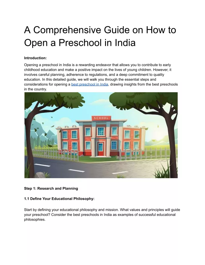 a comprehensive guide on how to open a preschool