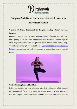 Surgical Solutions for Severe Cervical Issues in Kalyan Hospitals