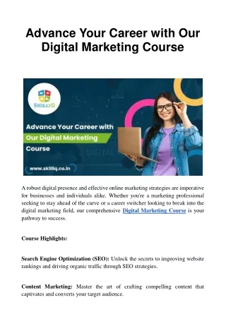 advance your career with our digital marketing