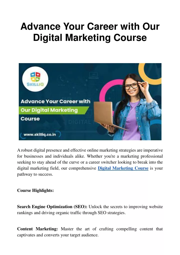 advance your career with our digital marketing