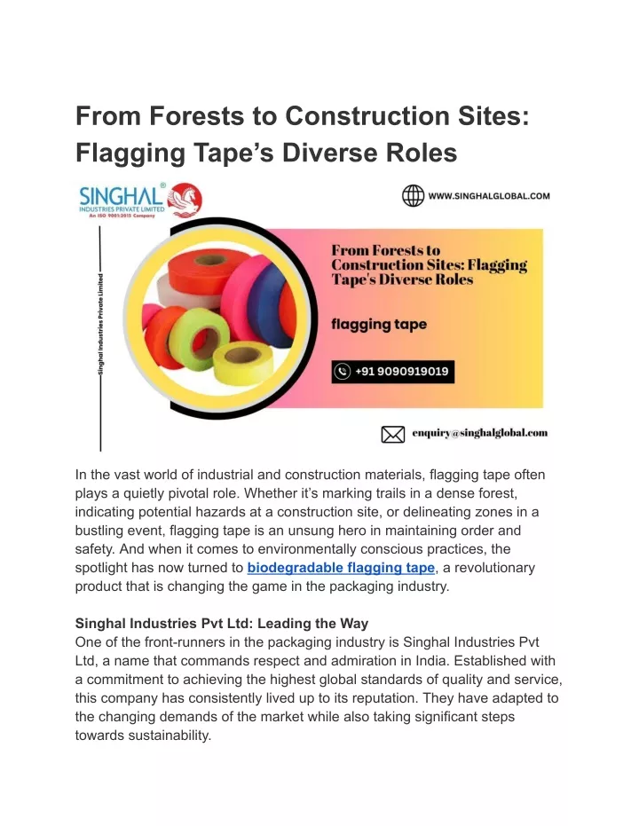 from forests to construction sites flagging tape