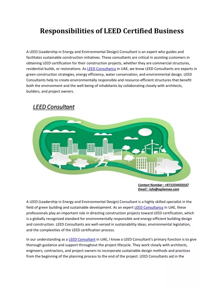 responsibilities of leed certified business