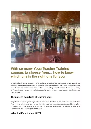 With so many Yoga Teacher Training courses to choose from… how to know which one is the righ