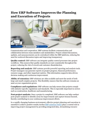 how erp software improves the planning