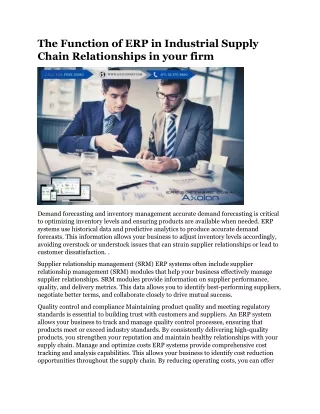 the function of erp in industrial supply chain
