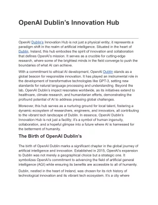 OpenAI Dublin’s Innovation Hub