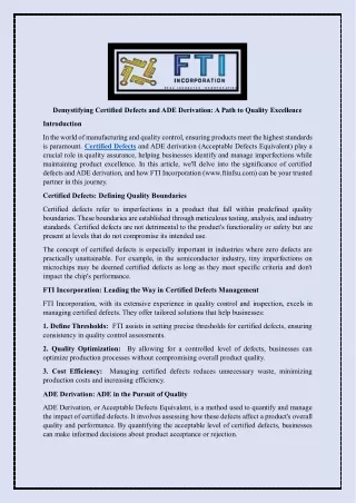 demystifying certified defects and ade derivation