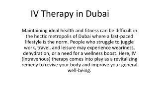 IV Therapy in Dubai