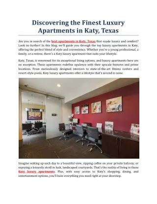 Discovering the Finest Luxury Apartments in Katy, Texas
