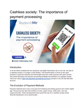 Cashless society_ The importance of payment processing