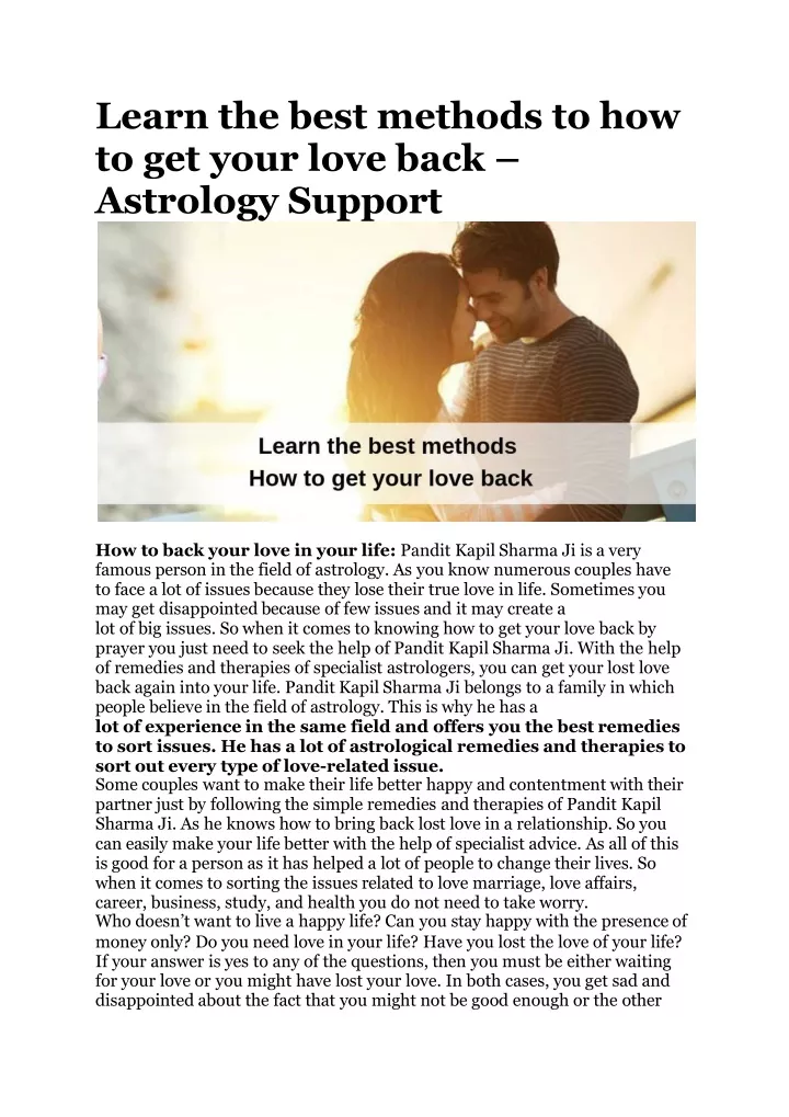 learn the best methods to how to get your love back astrology support