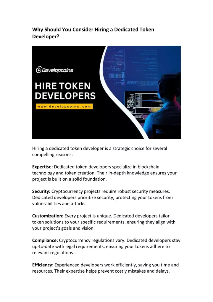 why should you consider hiring a dedicated token