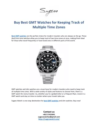Buy Best GMT Watches for Keeping Track of Multiple Time Zones