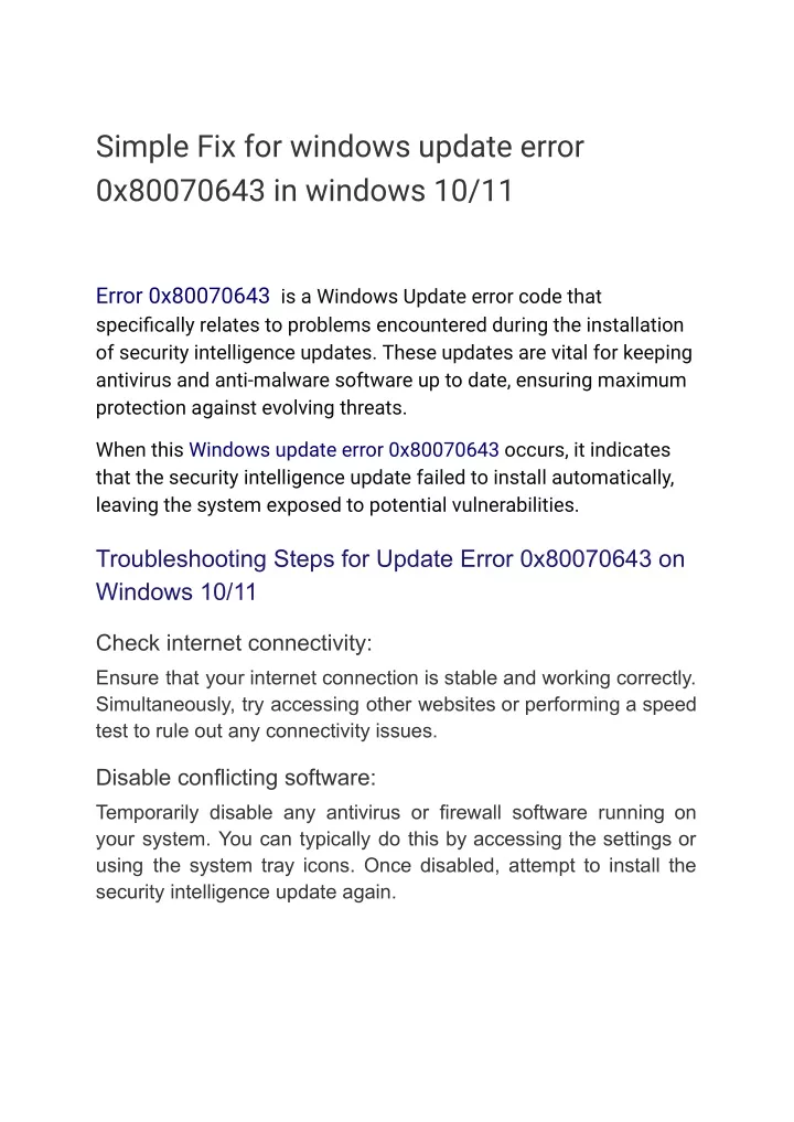 simple fix for windows update error 0x80070643