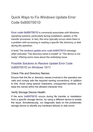 quick ways to fix windows update error code