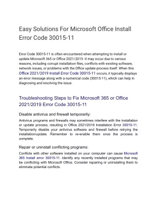 easy solutions for microsoft office install error