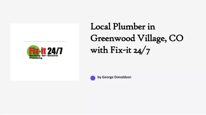local plumber in greenwood village co with