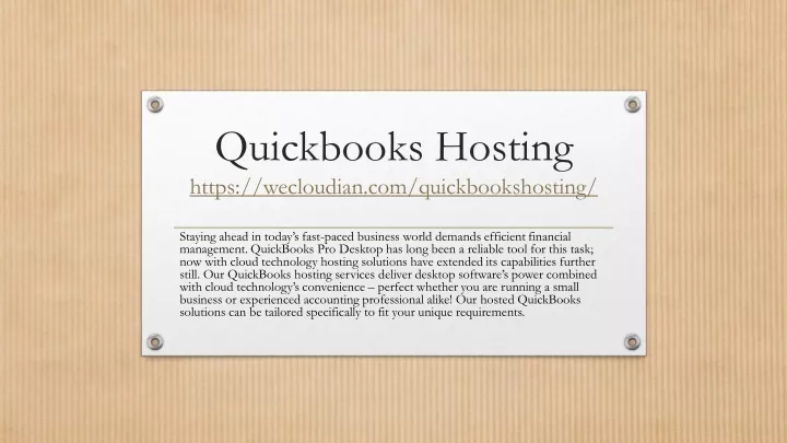 quickbooks hosting https wecloudian