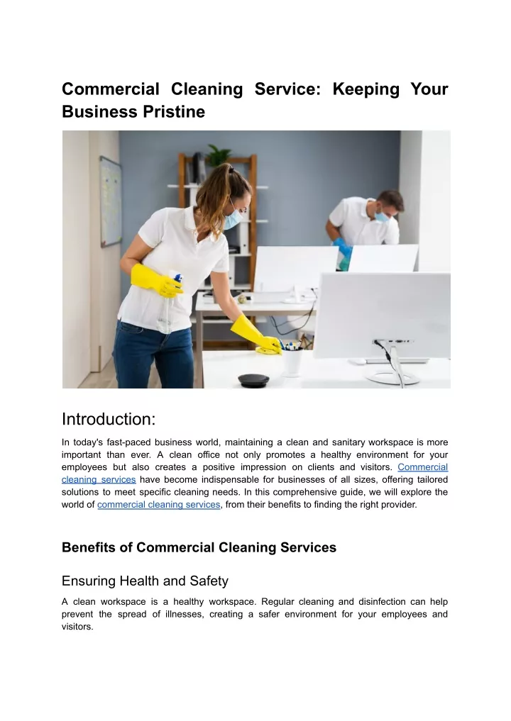 commercial cleaning service keeping your business