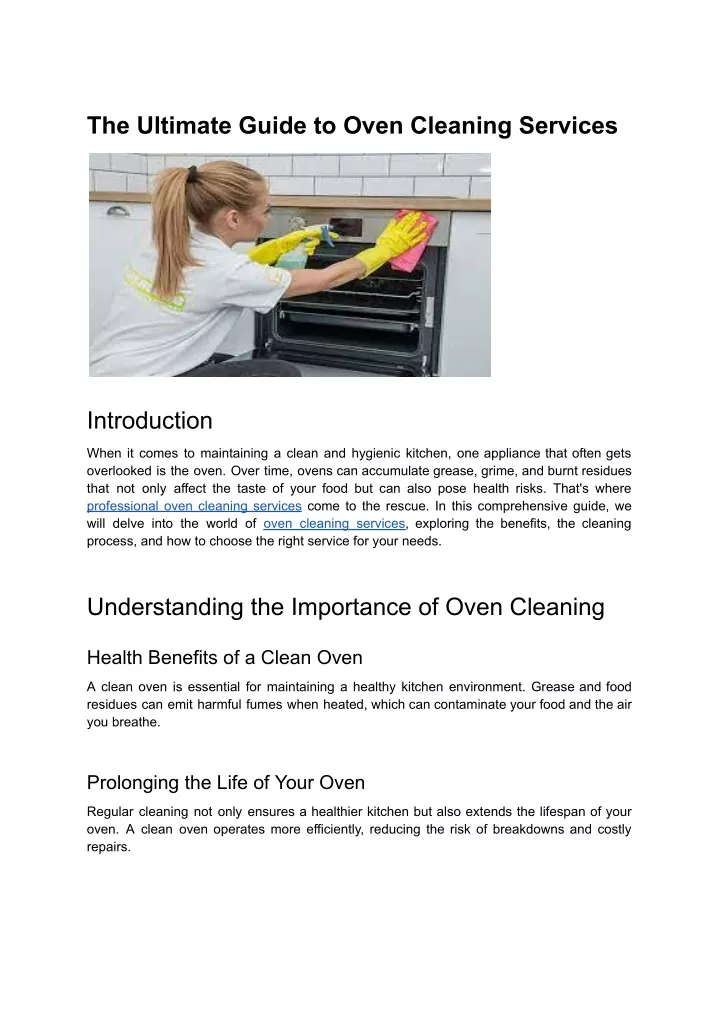 the ultimate guide to oven cleaning services