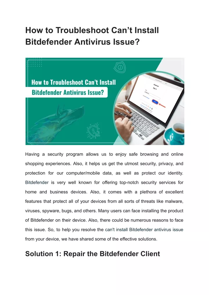 how to troubleshoot can t install bitdefender