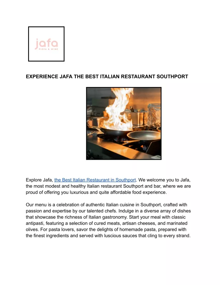 experience jafa the best italian restaurant