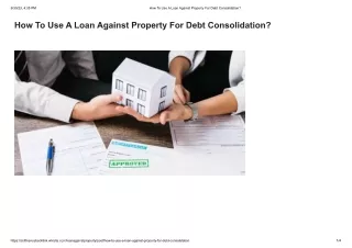 Use A Loan Against Property For Debt Consolidation