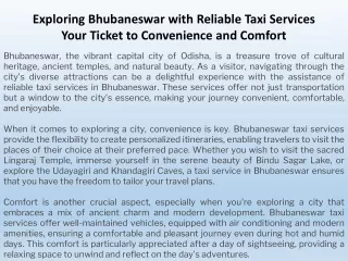 Exploring Bhubaneswar with Reliable Taxi Services Your Ticket to Convenience and Comfort