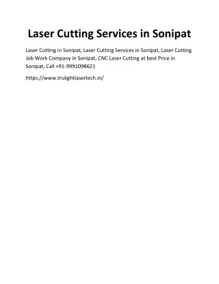 Laser Cutting Services in Sonipat