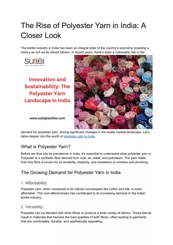 the rise of polyester yarn in india a closer look