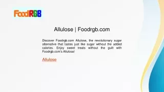 Allulose | Foodrgb.com